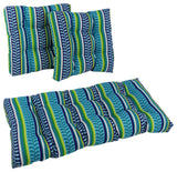 Square Spun Polyester Outdoor Tufted Settee Cushions, 3-Piece Set, Pike Azure