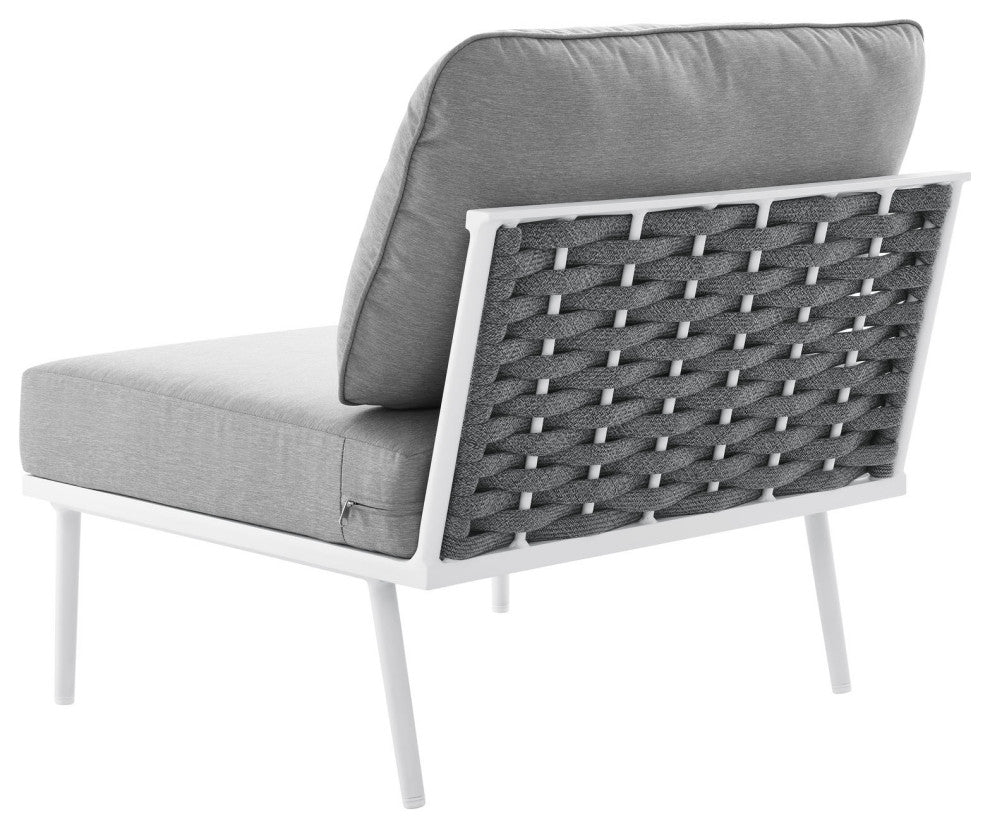Lounge Middle Chair, White Gray, Aluminum, Modern, Outdoor Hospitality