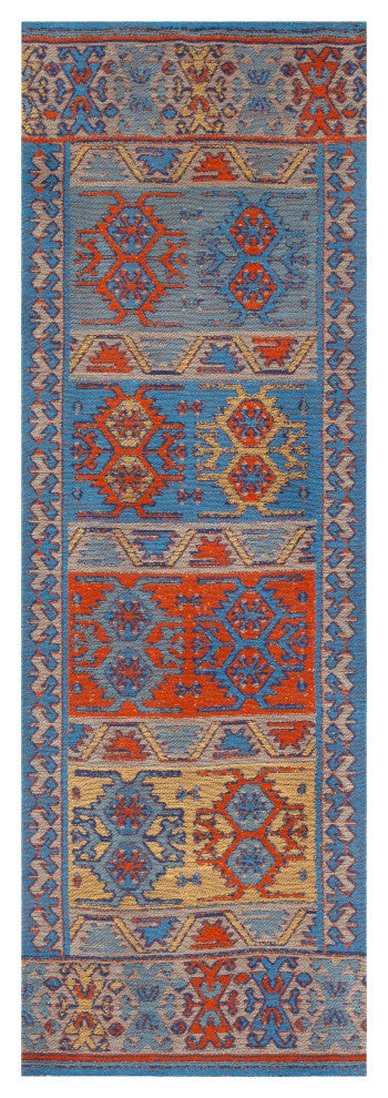 Surya Sajal SAJ-1062 8'x10' Rug, Orange/Yellow/Sky Blue/Blue/Light Gray