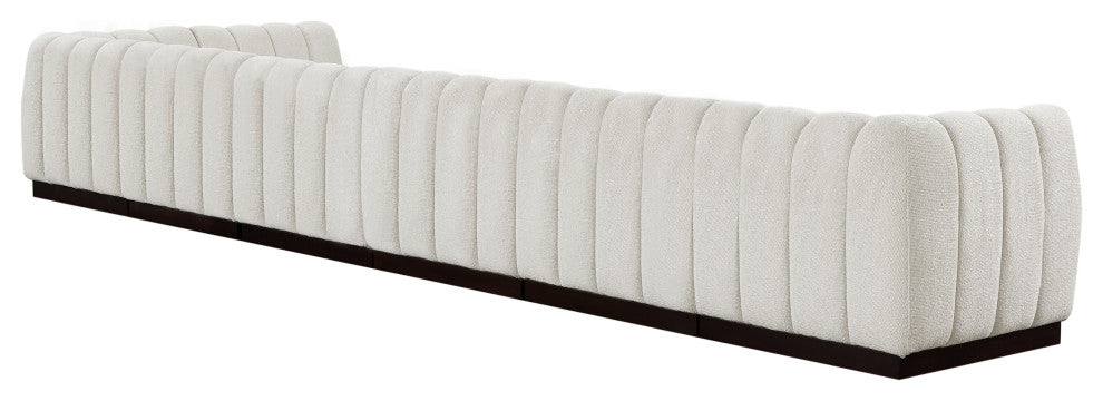Quinn Chenille Upholstered 7-Piece L-Shaped Modular Sectional, Cream
