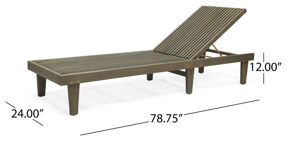 Addisyn Outdoor Wooden Chaise Lounge, Set of 2, Gray Finish