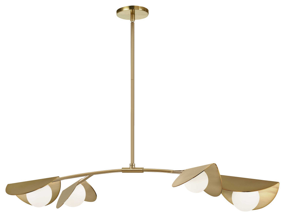 Emma Contemporary 4 Light Aged Brass White Metal Pendant