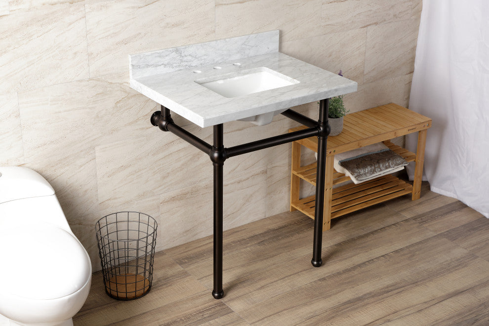KVBH3022M8SQ5 30" Console Sink with Brass Legs (8-Inch, 3 Hole)