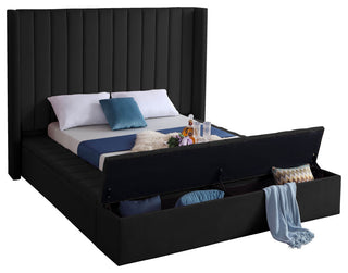 Kiki Velvet Bed, Black, Queen