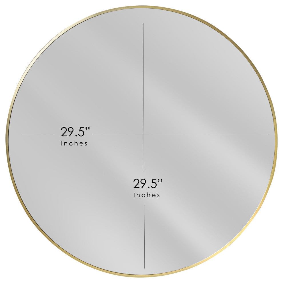 Gold Round Thin Metal Framed Decorative Hanging Mirror - 30 x 30