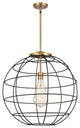 Lake Placid 1-Light 22" Stem Pendant, Brushed Brass Finish, Matte Black Shade