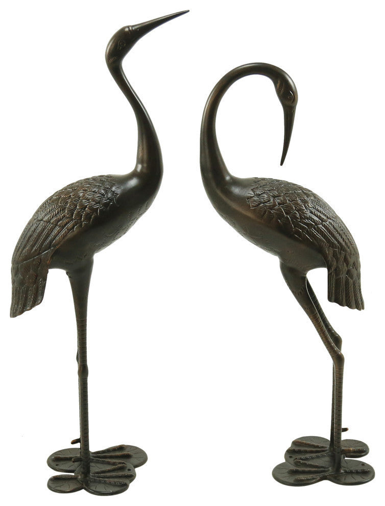 GDF Studio 2-Piece Scarlet Outdoor 43" and 39" Aluminum Cranes, Dark Bronze