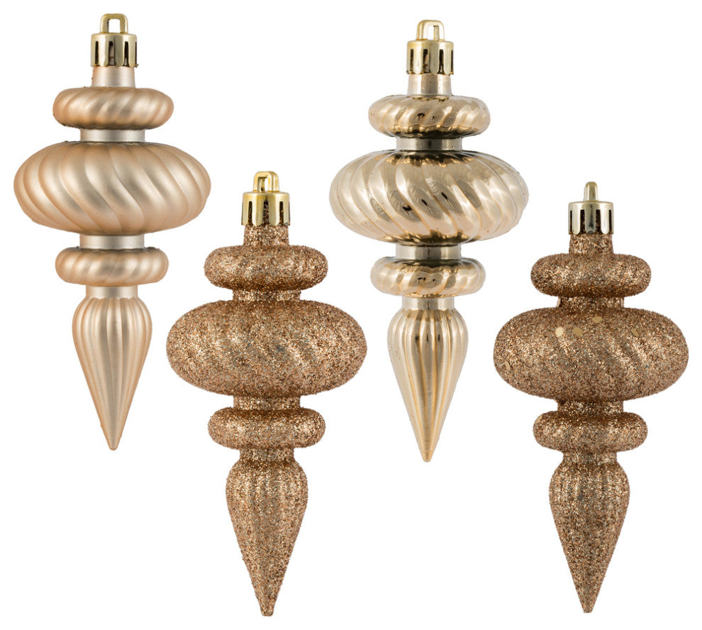 Vickerman N500080 4" Cafe Latte 4-Finish Finial Ornament, 8 Per Box
