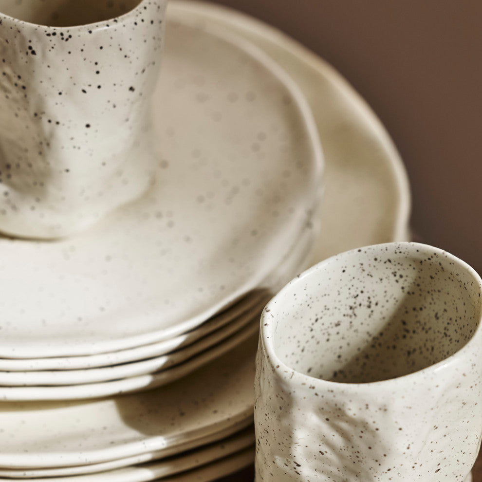 Stone by Mercer Project ATIK Stoneware 32 Piece Dinnerware Set, Cream Speckled