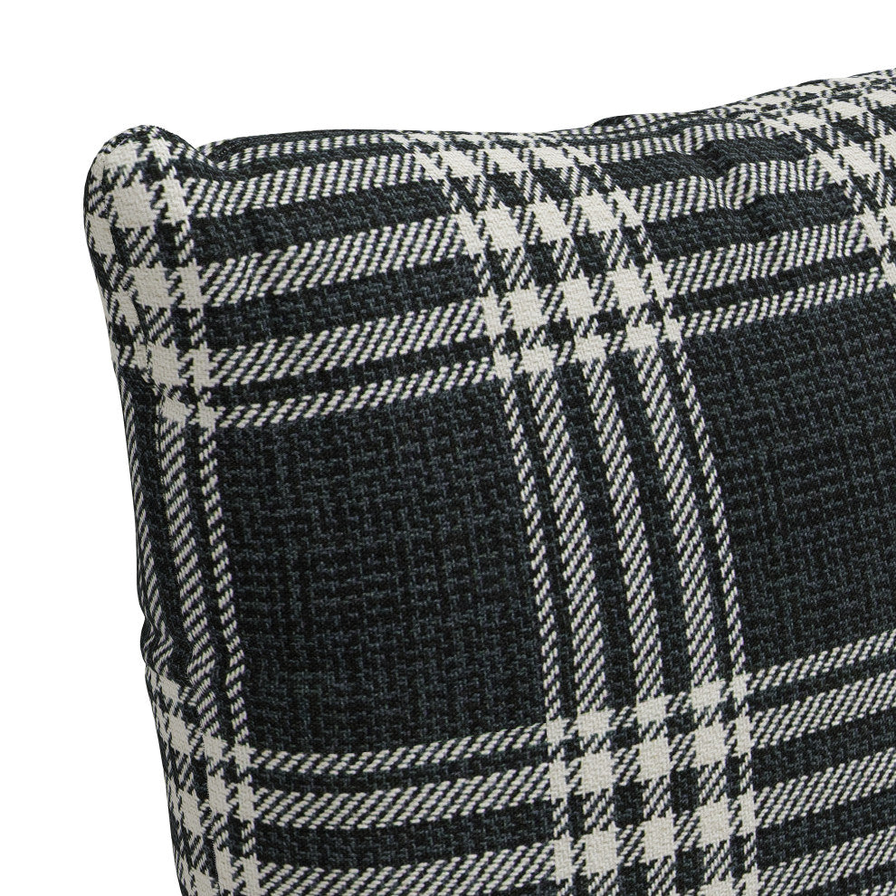 18" Decorative Pillow, Polyester Insert, Barnegat Plaid Black Sea