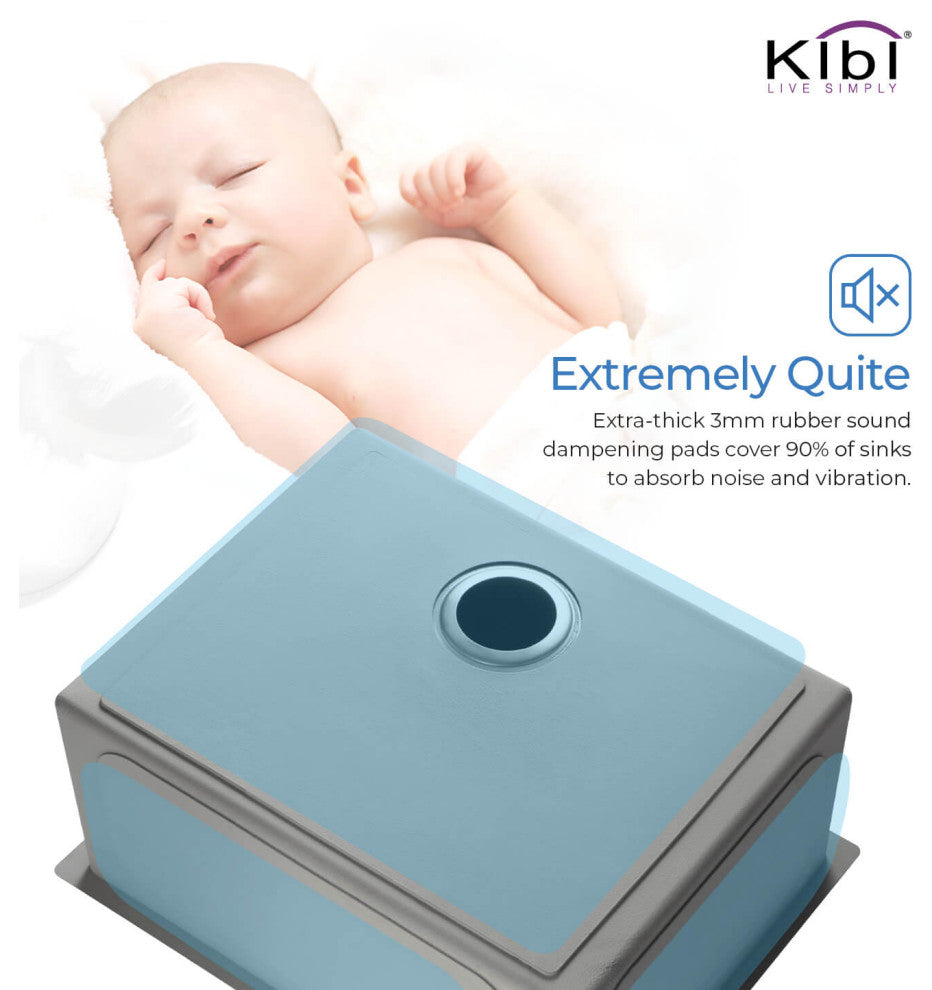 KIBI Undermount Single Bowl Workstation Sink, Stainless Steel 28"