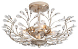 Grace 4-light Crystal Beaded 9-Branch Semi-Flush Mount, Brushed Silver-Ish Champagne