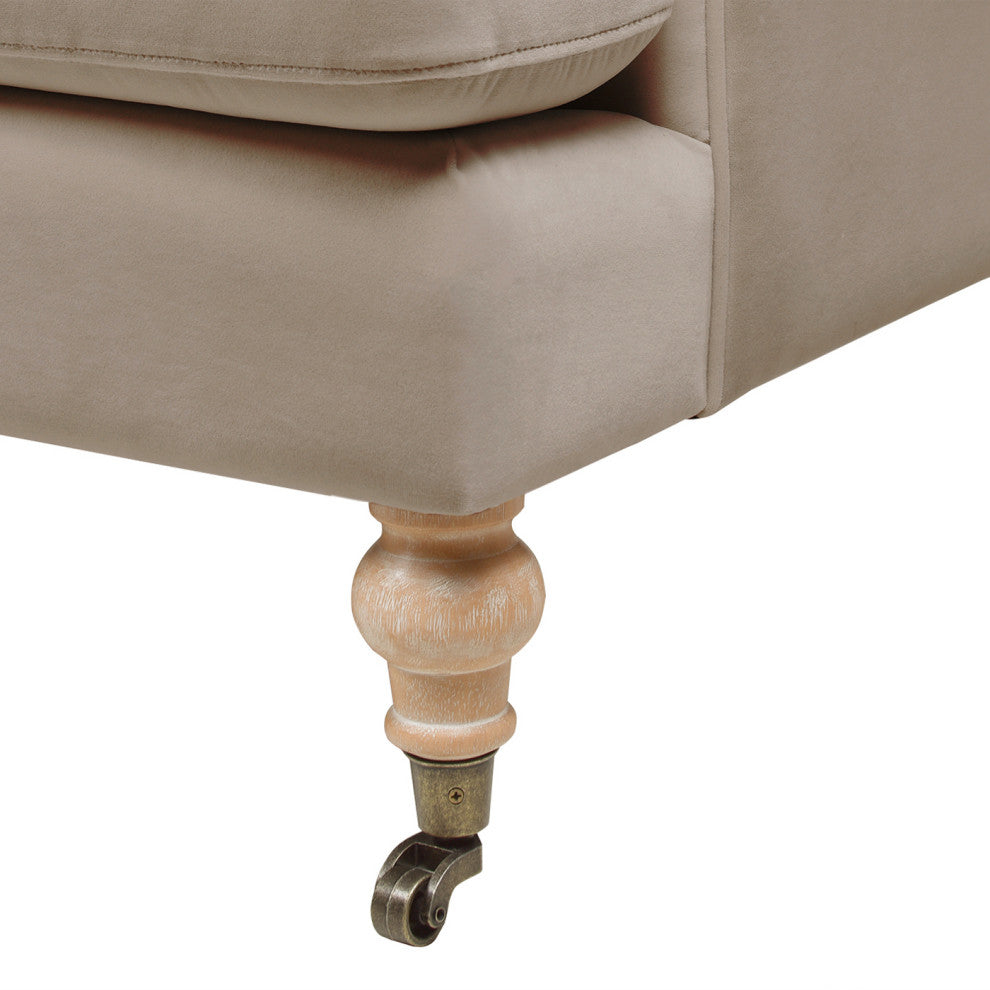 Alana Lawson Modern Farmhouse Tight Back Sofa, Mink Beige Performance Velvet