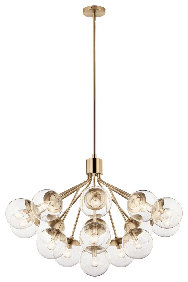 Silvarious Convertible Chandelier, Champagne Bronze Clear, 16 Light Clear