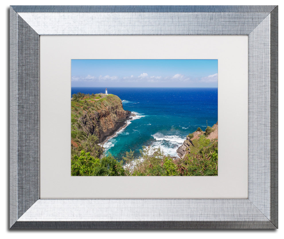 Pierre Leclerc 'Kilauea Lighthouse' Matted Art, Silver Frame, White, 14x11