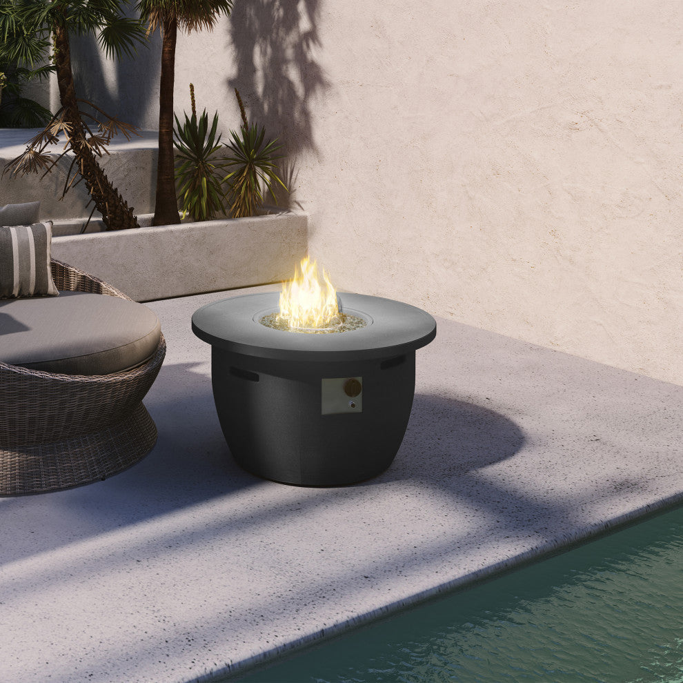 Martha Stewart Lily Pond Gas Heating 42" Round Dark Charcoal Fire Table