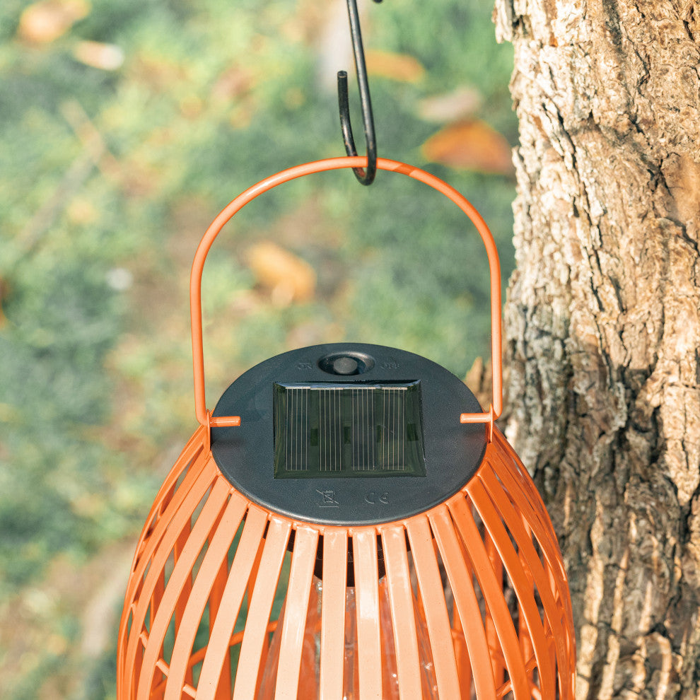 Metal Woven Solar Powered Hanging Lantern, 2-Piece Set