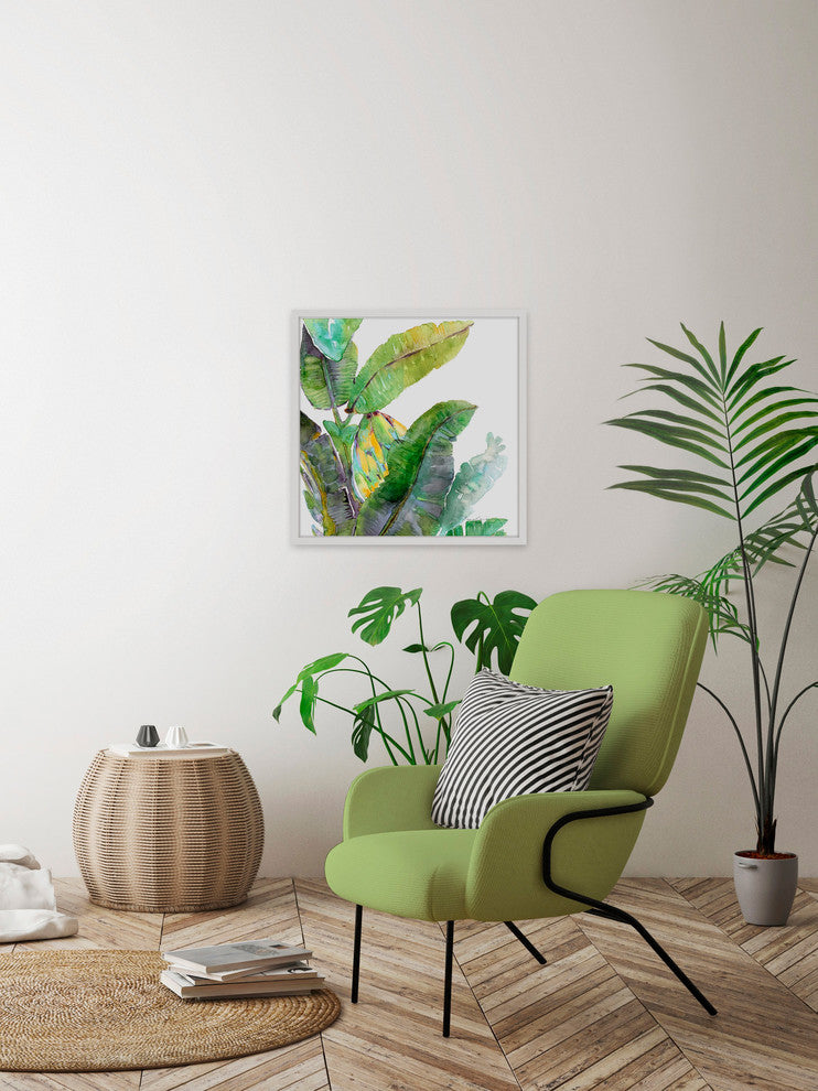 "Banana Leaves One" Framed Painting Print, 32"x32"