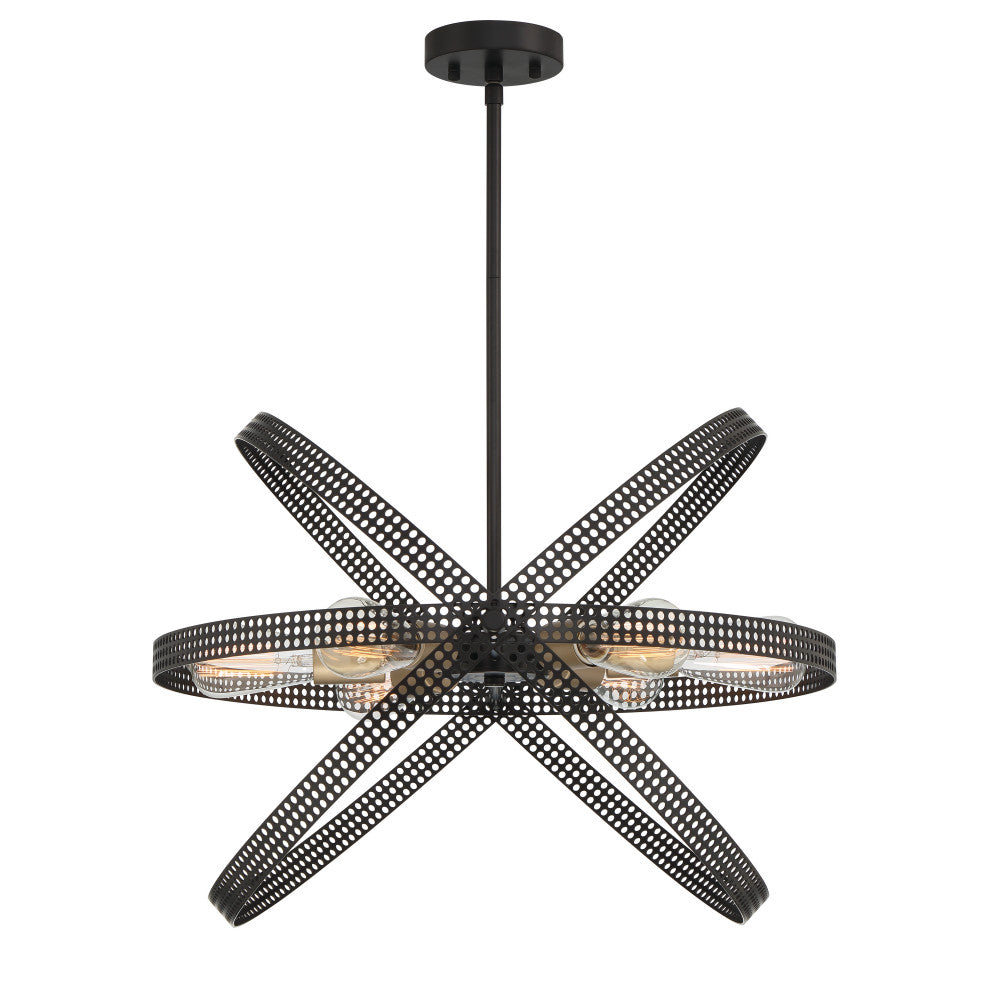 6-Light Unique Globe Pendant, Classic Black/Brass Dust
