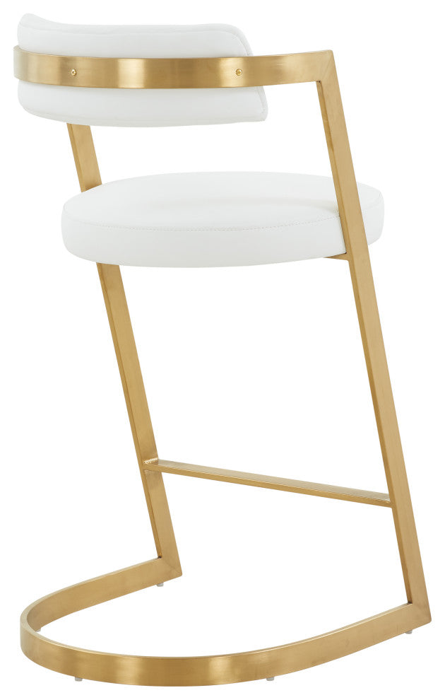 Modrest Shandra White PU and Gold Counter Stool