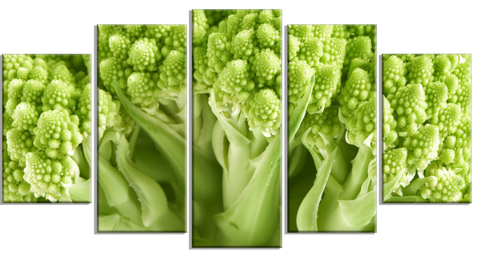 "Fresh Green Romanesco Florets" Floral Canvas Photo Print, 5 Panels, 60"x32"