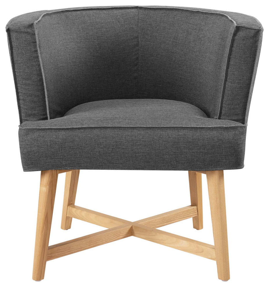 Accent Chair, Fabric, Wood, Gray, Modern, Living Lounge Hotel Hospitality
