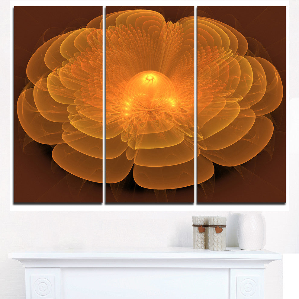 "Water Lily Digital Art Fractal Flower" Metal Wall Art, 3 Panels, 36"x28"