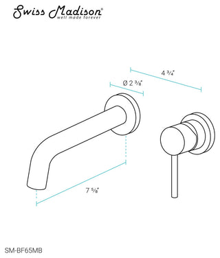 Ivy Single-Handle, Wall-Mount, Bathroom Faucet, Matte Black