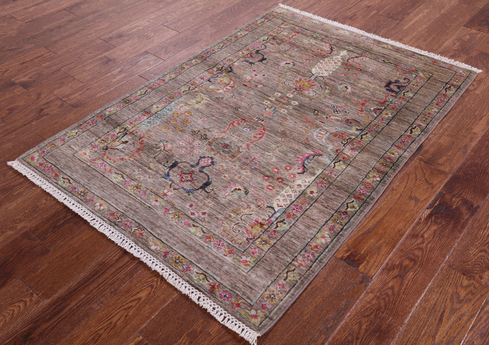 3' 6" X 5' 1" Persian Tabriz Hand Knotted Wool Rug Q10032