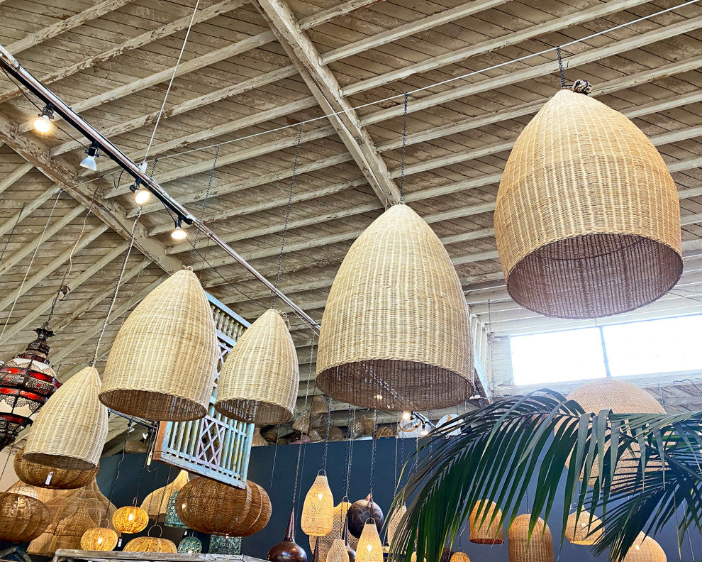 Raw Wicker Pod Lantern Medium
