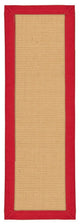 Deco Hand-Crafted Sisal Stair Treads, Stair Carpets with Wide Cotton Border, Red