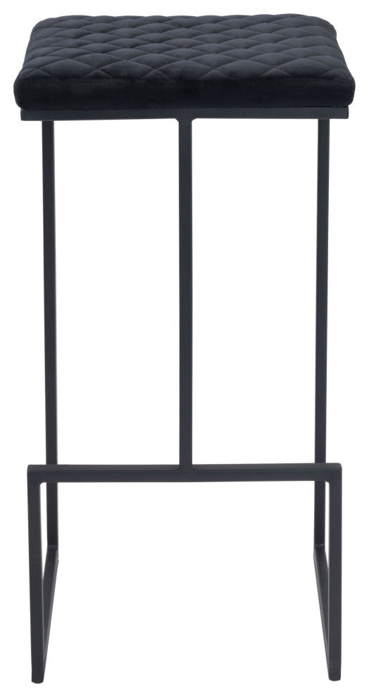 Bar Stool Chair Barstool, Faux Vinyl Leather, Steel, Black, Kitchen Cafe Bistro
