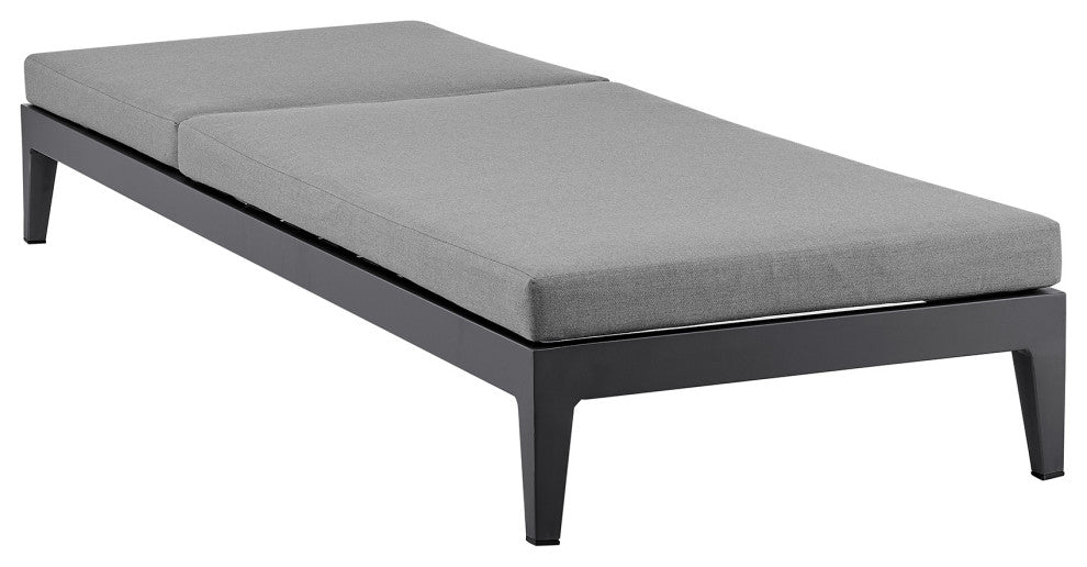 Argiope Outdoor Adjustable Chaise Lounge Chair, Aluminum With Gray Cushions