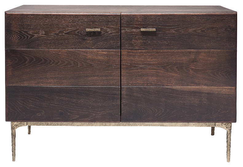 Kulu Seared Oak and Gilded Bronze Cast Iron Legs Sideboard Buffet
