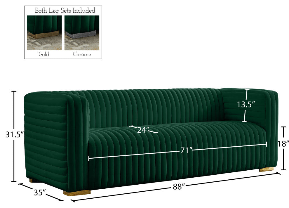 Ravish Velvet Upholstered Chair, Green, Sofa
