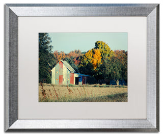 PIPA Fine Art 'Patriotic Barn in Field' Matted Framed Art, 20x16