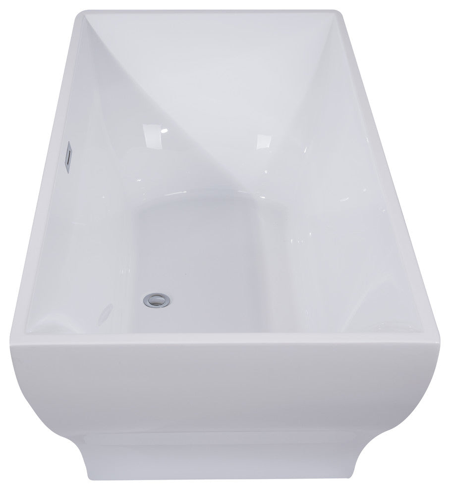 ALFI brand AB8840 67 Inch White Rectangular Acrylic Free Standing Bathtub