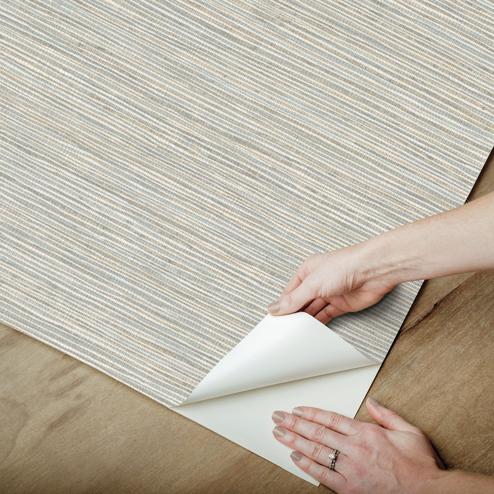 Neutral Jade Dimensional Grasscloth Peel and Stick Wallpaper