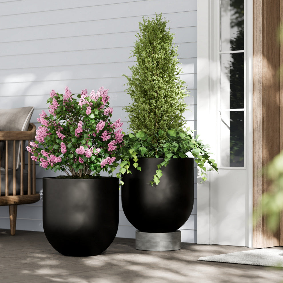 DTY Signature Mount Antero 1-piece Fiberstone Bullet Planter, Black, Large