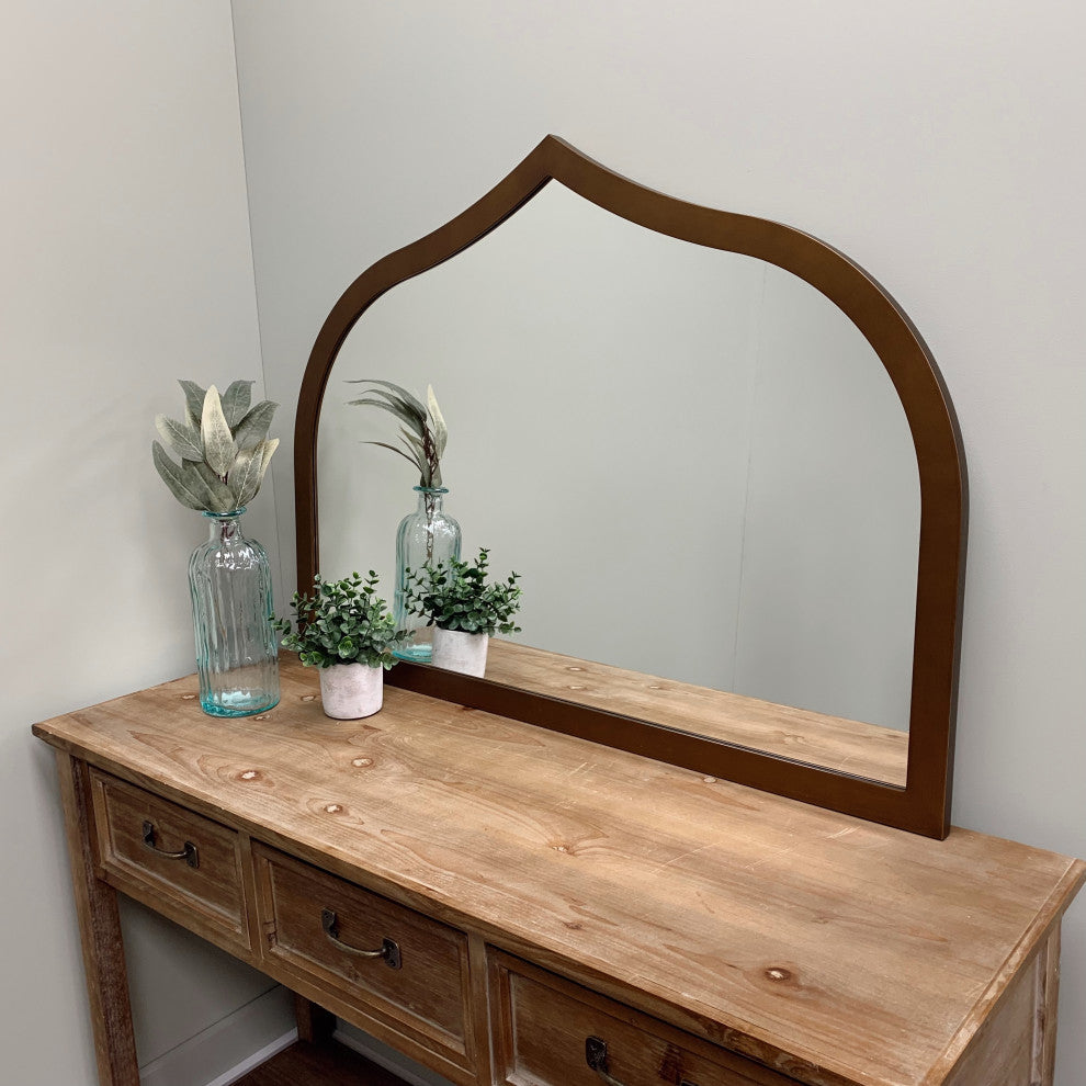 Verdon Framed Mantel Mirror, Teardrop Cathedral, 38.4"x27.4", Autumn Bronze