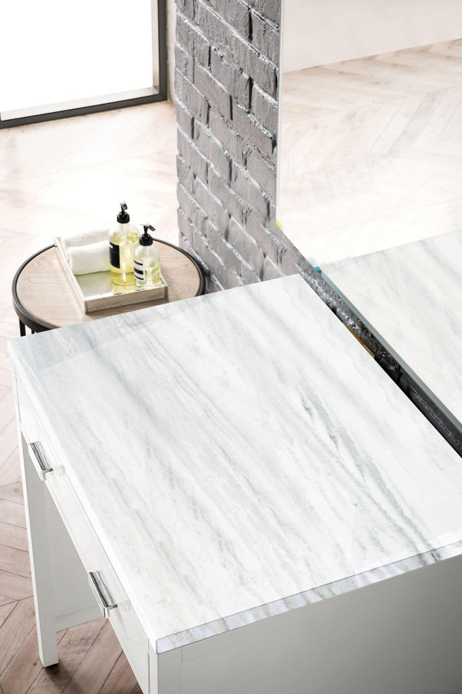 Addison 30" Freestanding Countertop Unit, Glossy White, 3CM Arctic Fall Top
