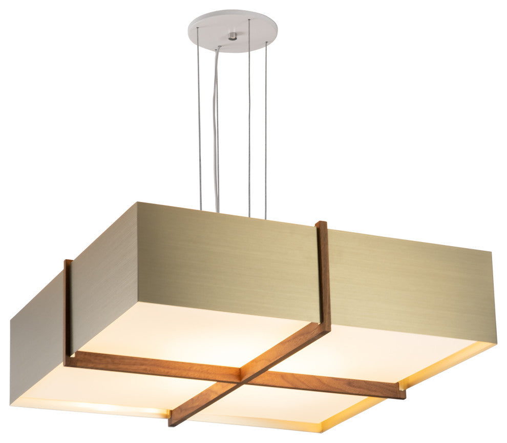 Veram Pendant Integrated LED, Walnut, Brushed Brass, 24, 3500k