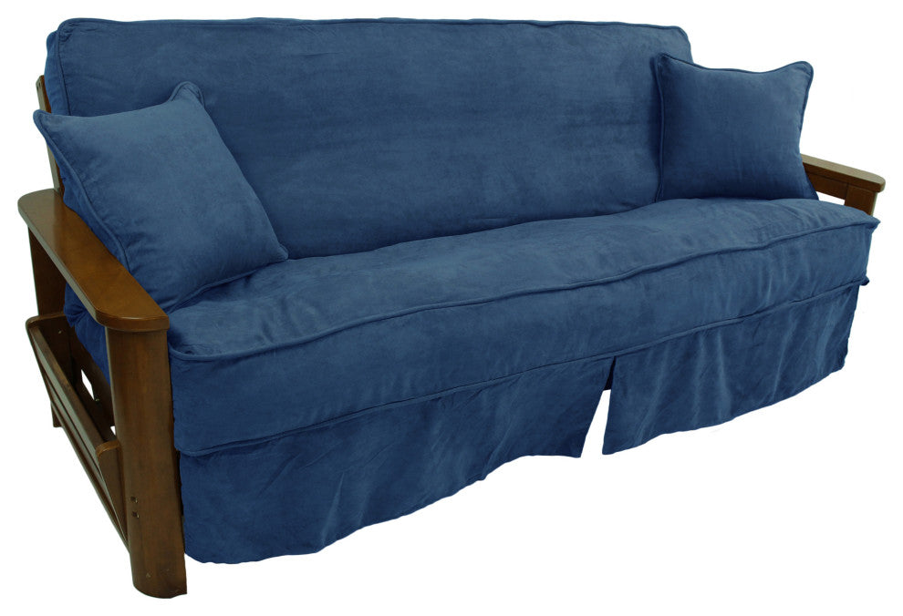 Solid Microsuede Full Futon Slipcover Set, Indigo
