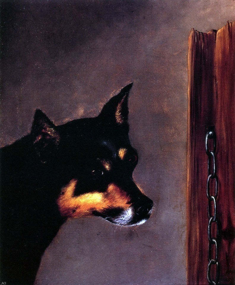 William Aiken Walker Dog Head with Post and Chain Gallery Wrapped Canvas Print