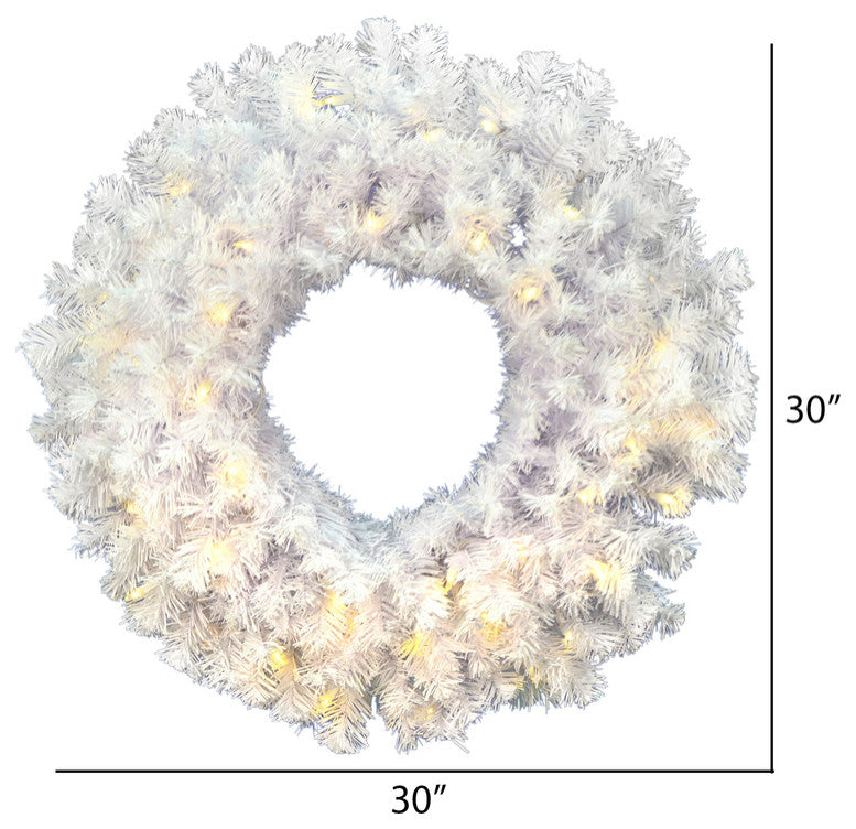 30" Crystal White Wreath 50Led Wmwht