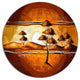 African Motive Art Watercolor, Landscape Round Metal Wall Art, 38"