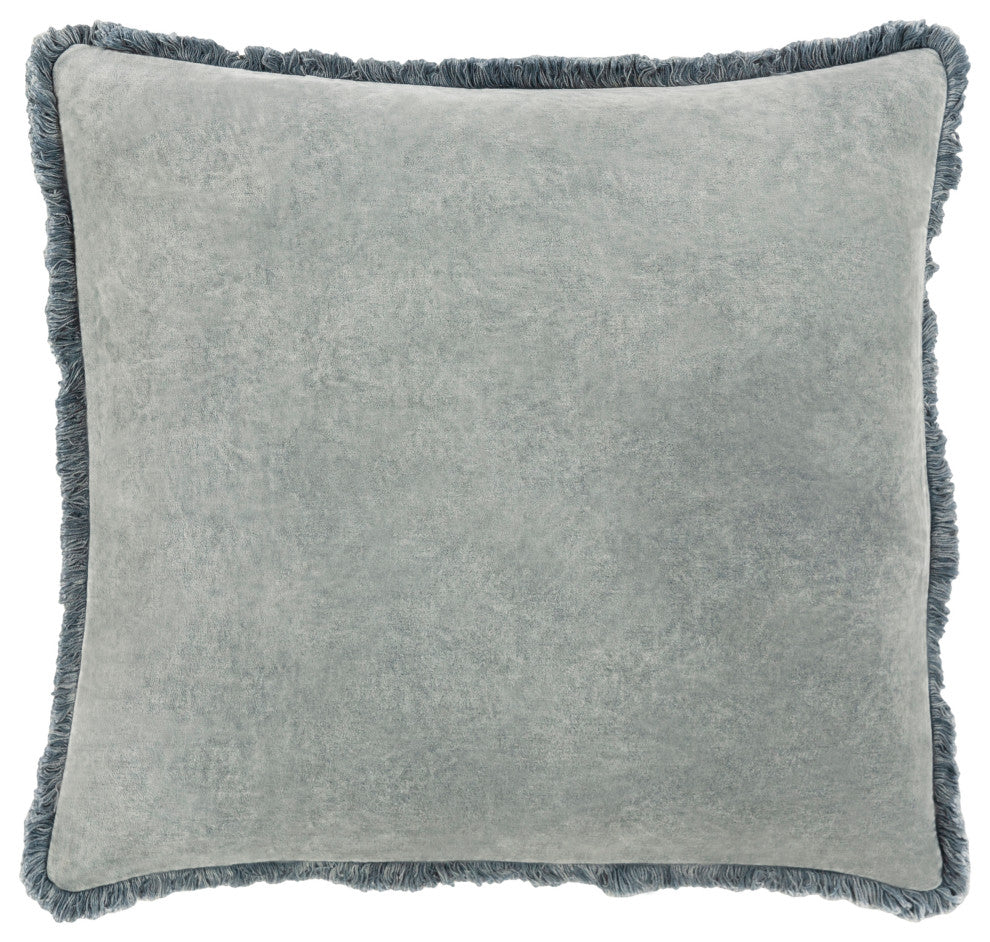 Surya Washed Cotton Velvet WCV-003 20"x20" Pillow Cover, Medium Gray