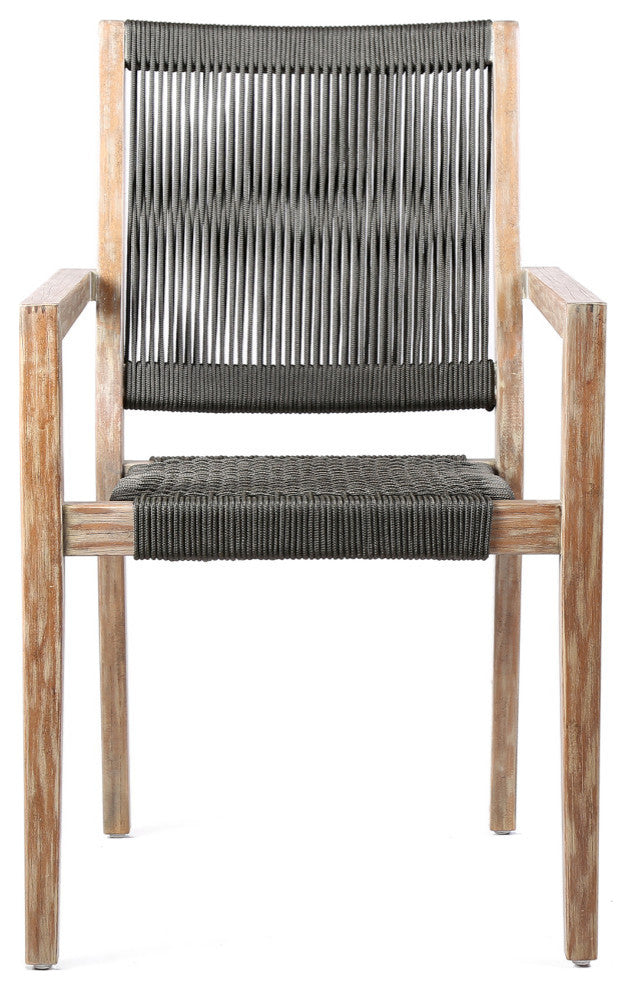 Madsen Outdoor Patio Charcoal Rope Arm Chair, Set of 2, Natural