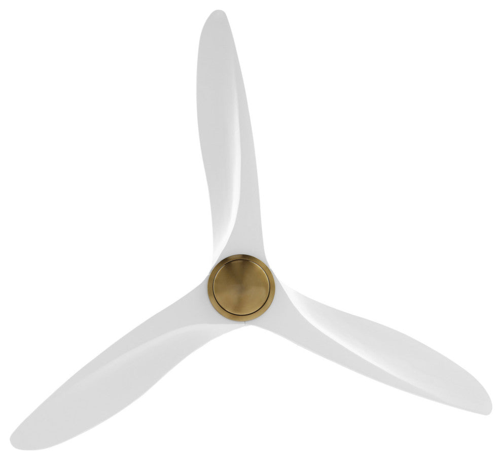 52" Solid Wood 3-Blade Propeller Ceiling Fan with Remote, Gold/White