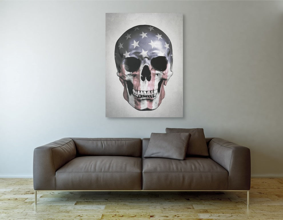 Cortesi Home "American Skull-Gray" by Nicklas Gustafsson, Giclee Canvas, 40"x54"